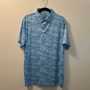 FootJoy Men’s Performance Lisle Light Blue Camo Print Golf Polo Sz L 29095